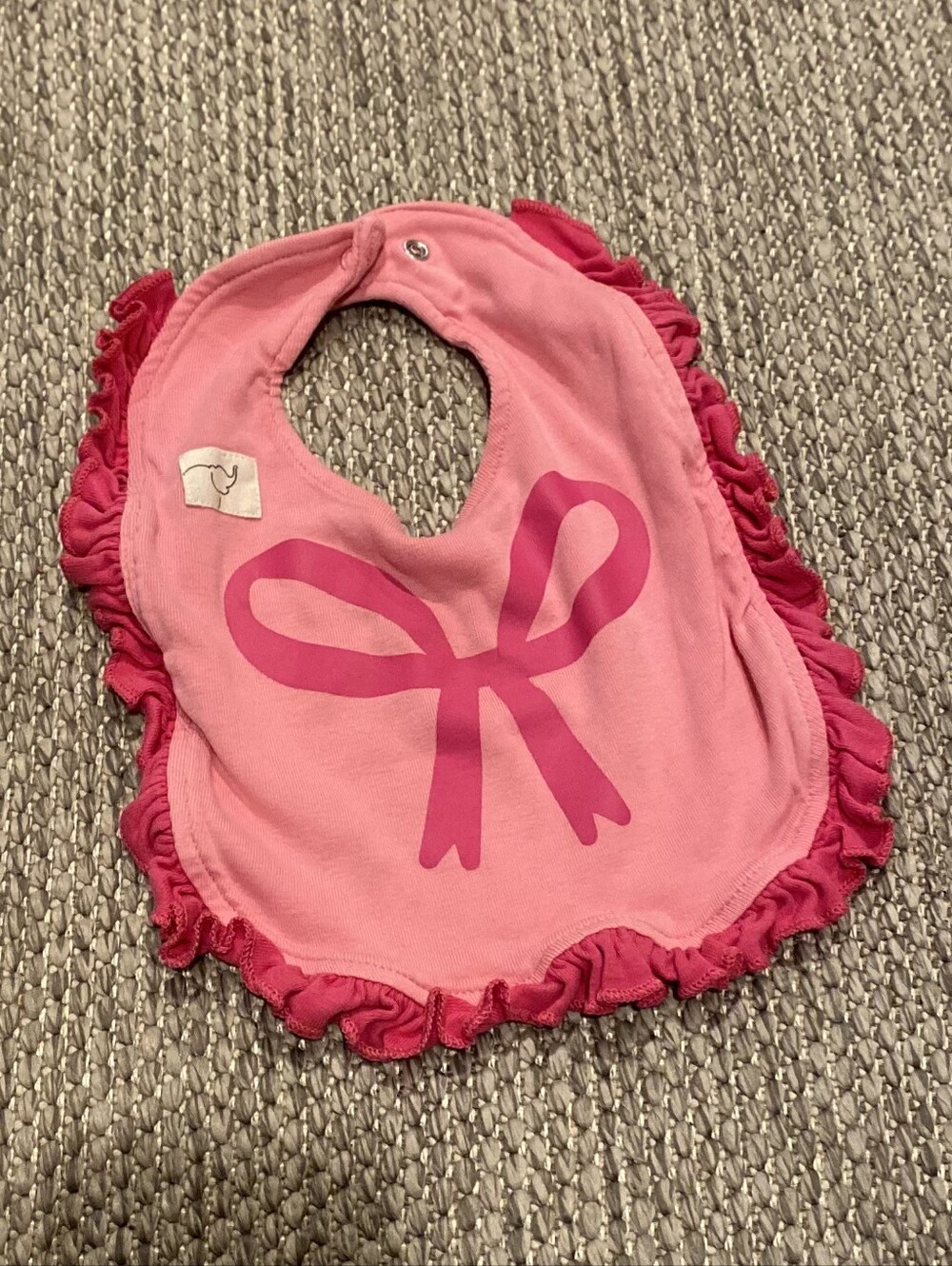 Monica + Andy Pink Bow Ruffled Baby Bib Coquette